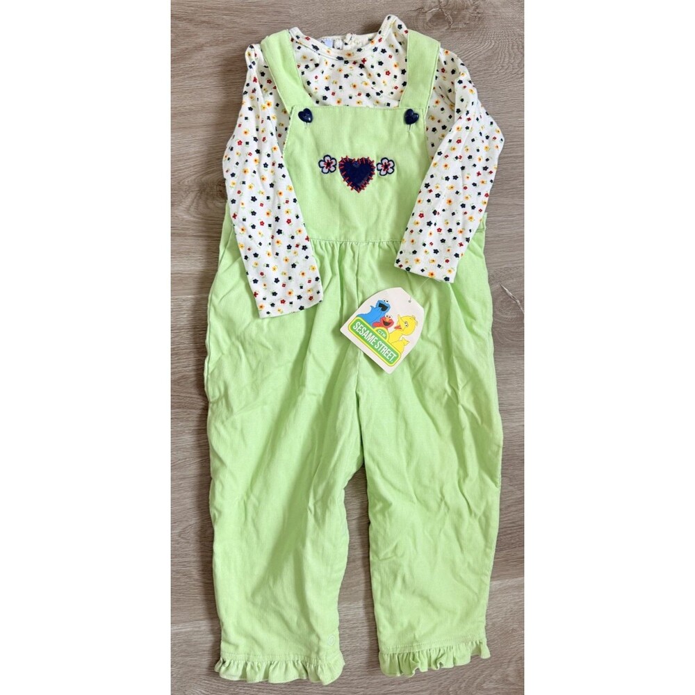 Vintage SESAME STREET Overalls Romper 2 Piece Set 24 Months NWT New Kmart Tag